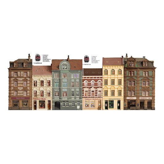 Modellbahnhintergrund Altbauten Fassadenfronten Eckmodule 2er Set Spur H0 1zu87