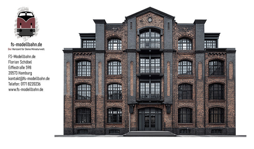 Modellbahnhintergrund zu Lofts umgebautes Industriegebäude Spur H0 1zu87 zum Download