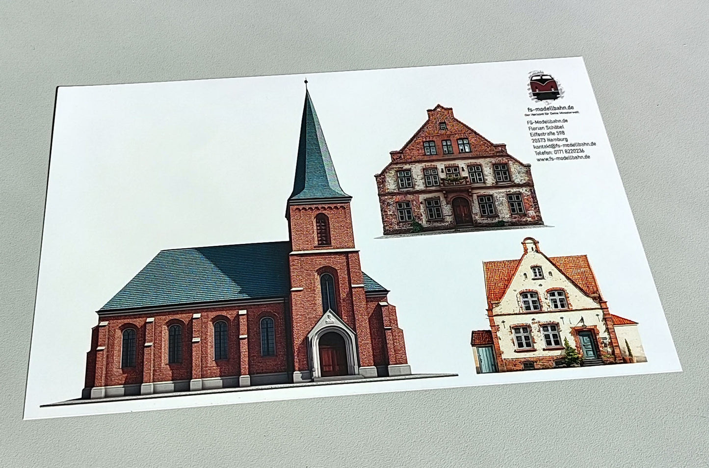 Model railway background in N gauge in 1 to 160 in 51cm width backyard building | FS-Modellbahn