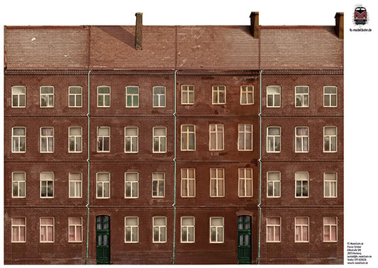 Model railway background 60s 3 apartment buildings as a set for gauge H0 1:87