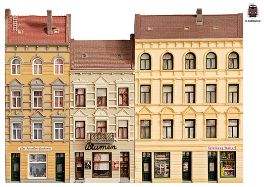 Modellbahnhintergrund Altbauten Fassaden Modul Ergänzungsbogen 1 Spur H0 1zu87
