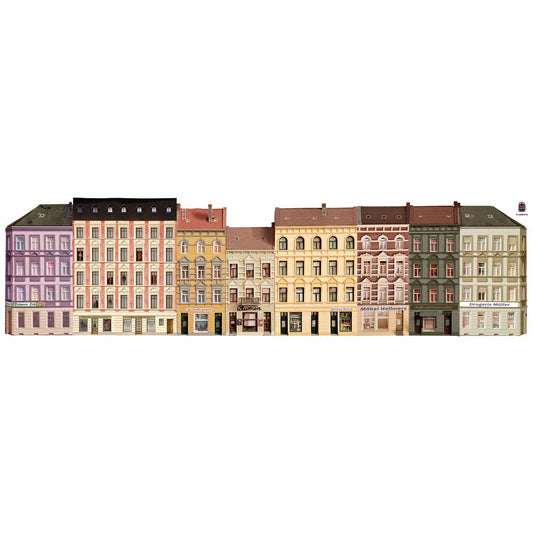 Modellbahnhintergrund Altbaufassadenfronten 3er Set 1 für Spur H0 1zu87