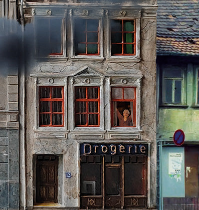 Model railway background 60s 3 apartment buildings as a set for gauge H0 1:87
