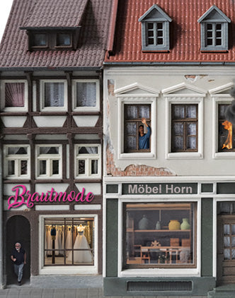 Modellbahnhintergrund Actionkulisse Gebäudebrand Motiv 2 für Spur H0 1zu87