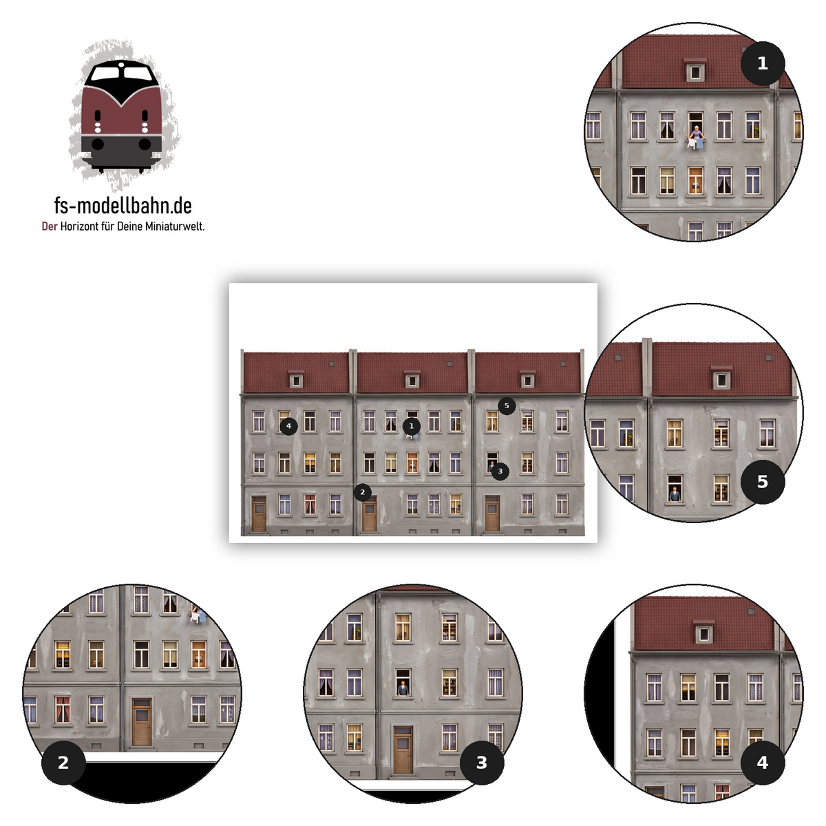Modellbahnhintergrund 3er Set Aufkleber Gebäuderückseiten Spur H0 1zu87 | KM00000141