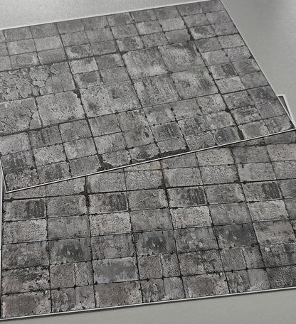 2er Set Dekorbögen verwitterter Betonplattenboden in Spur H0