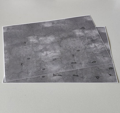 2-piece Decorative Sheets dark asphalt with cracks and patches in H0 gauge