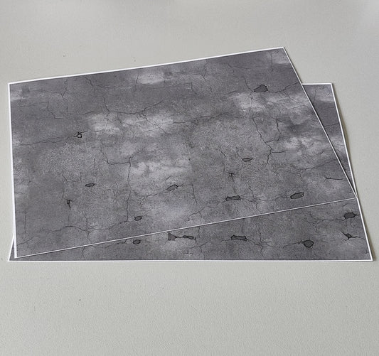 2er Set Dekorbögen dunkler Asphalt mit Rissen und Flickstellen in Spur H0 | DB00000133