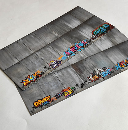 Dekorbögen moderne Betonwand mit Graffiti Set 1 Spur H0 13,8cm x 29,7cm