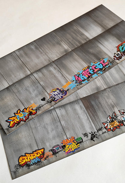 Dekorbögen moderne Betonwand mit Graffiti Set 1 Spur H0 13,8cm x 29,7cm