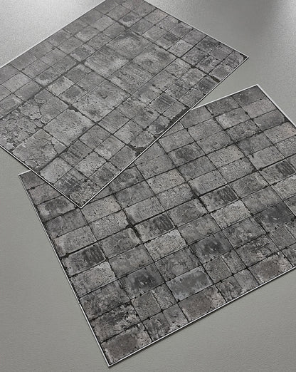 2er Set Dekorbögen verwitterter Betonplattenboden in Spur H0