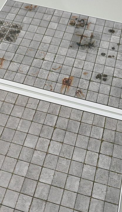Set of 2 Decor Sheets: Heavily Aged Concrete Slab Floor for Commercial Areas in N Gauge