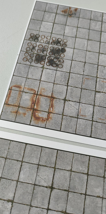 Set of 2 Decor Sheets: Heavily Aged Concrete Slab Floor for Commercial Areas in N Gauge