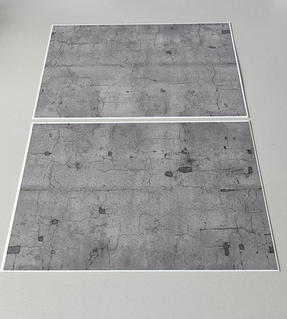 2-piece set of decorative sheets for light asphalt with cracks and patches in H0 gauge