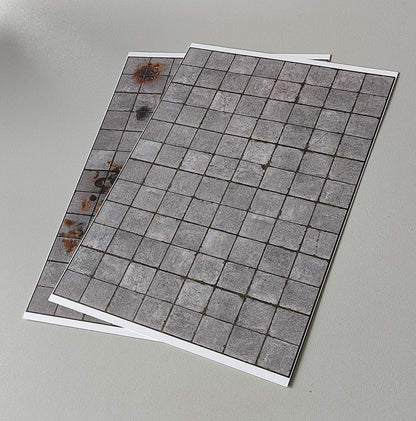 Set of 2 Decorative Sheets Concrete Slab Flooring Square Slabs H0 Gauge