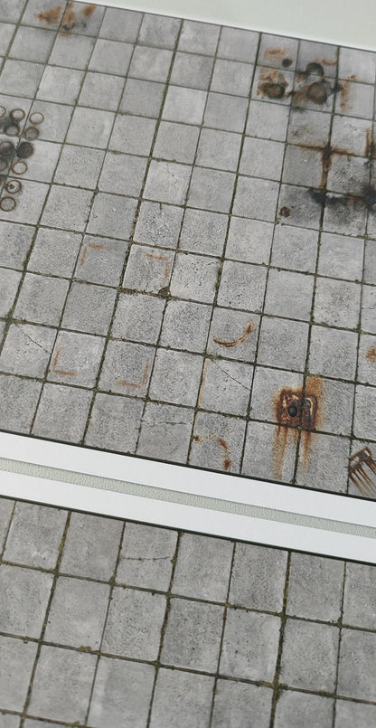 Set of 2 Decor Sheets: Heavily Aged Concrete Slab Floor for Commercial Areas in N Gauge