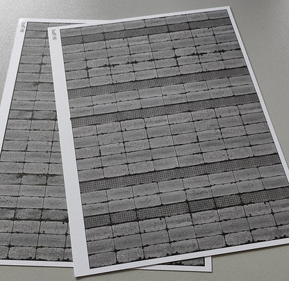 Set of 2 Decorative Sheets - East German Concrete Slab Path - H0 Gauge