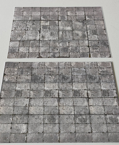 Set of 2 Decor Sheets Weathered Concrete Slab Flooring in N Gauge