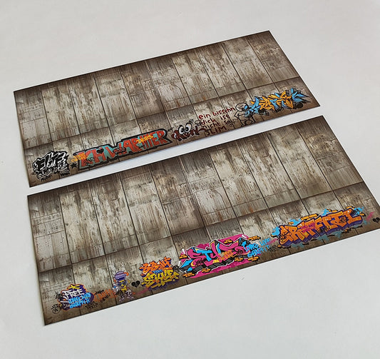 Decorative Arches Aged Concrete Wall with Graffiti Set 1 H0 Gauge 13.8cm x 29.7cm | FS-Modellbahn.de