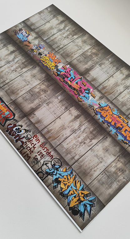 Decorative Arches Concrete Wall with Graffiti H0 Gauge for Ramps and Walls