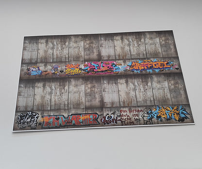Decorative Arches Concrete Wall with Graffiti H0 Gauge for Ramps and Walls
