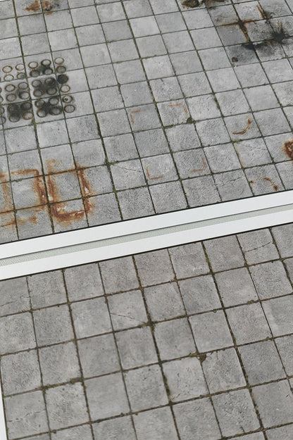 Set of 2 Decor Sheets: Heavily Aged Concrete Slab Floor for Commercial Areas in N Gauge