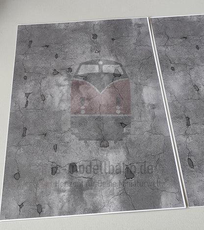 2-piece Decorative Sheets dark asphalt with cracks and patches in H0 gauge