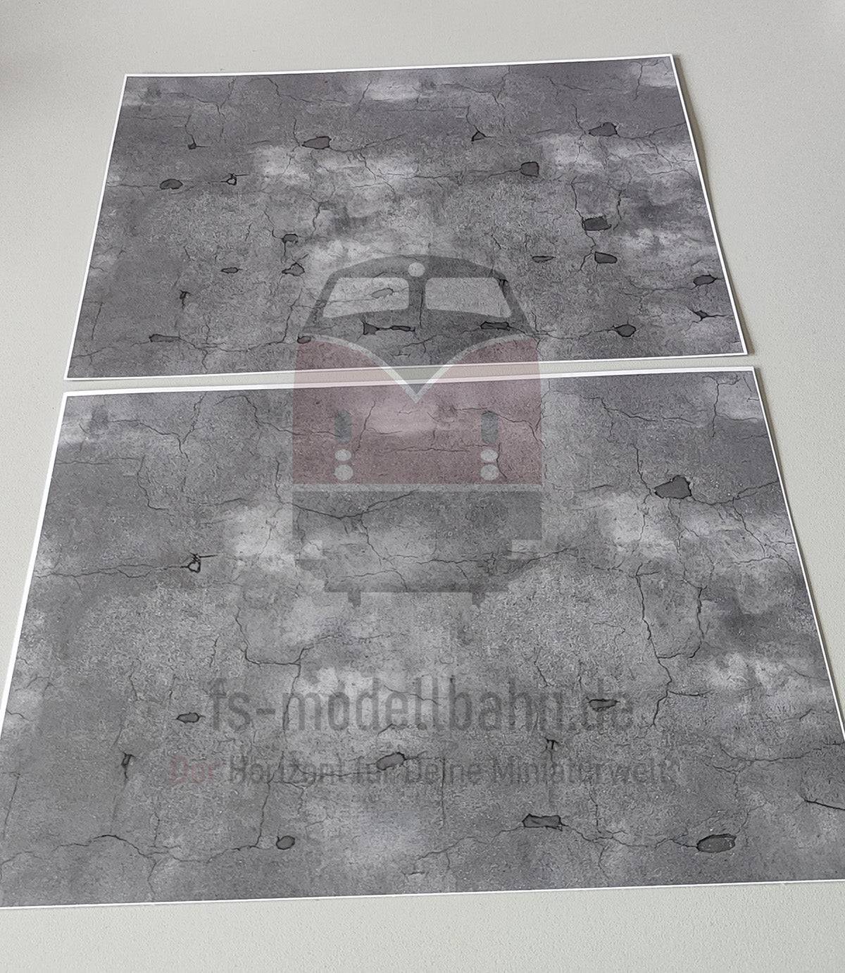 2er Set Dekorbögen dunkler Asphalt mit Rissen und Flickstellen in Spur H0 | DB00000133