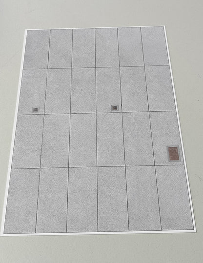 2er Set Dekorbögen Betonplattenboden für Kasernen und Gewerbe in Spur H0