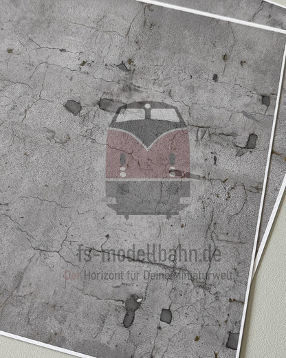 2-piece set of decorative sheets for light asphalt with cracks and patches in H0 gauge