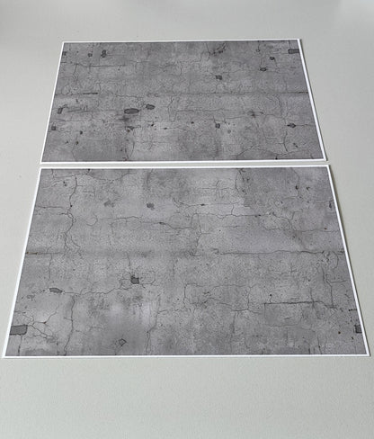 2-piece set of decorative sheets for light asphalt with cracks and patches in H0 gauge