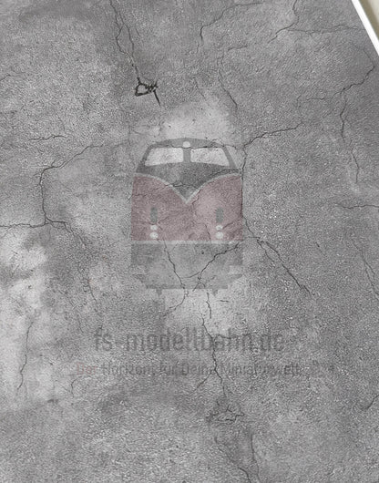 2-piece Decorative Sheets dark asphalt with cracks and patches in H0 gauge