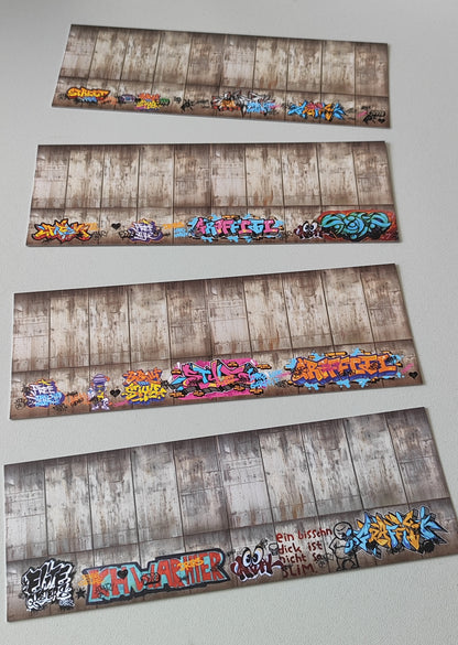 Decorative Arches Concrete Wall with and without Graffiti N Scale for Ramps and Walls