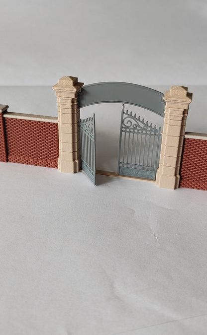 Factory Gate for Brick Walls with Cement Capping for Industrial Sites or Engine Sheds, H0 Scale