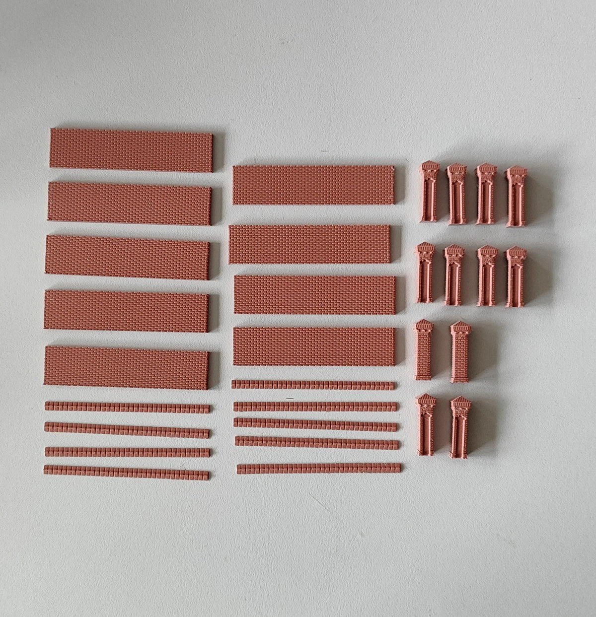 Ziegelmauer Gründerzeit Set mit Eckpfeilern Spur H0