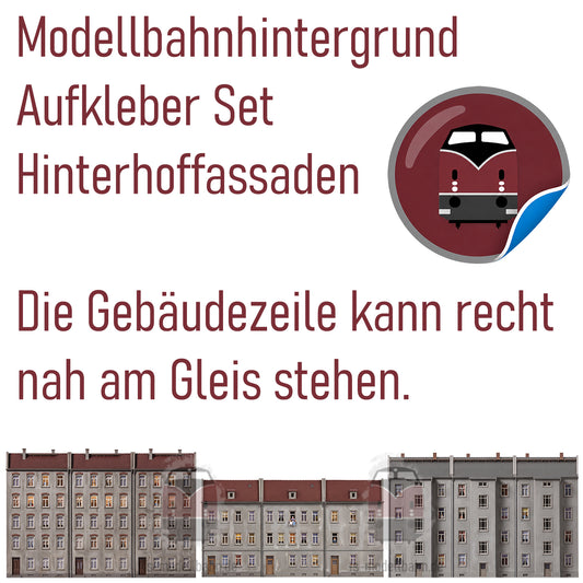 Modellbahnhintergrund 3er Set Aufkleber Gebäuderückseiten Spur H0 1zu87 | KM00000141