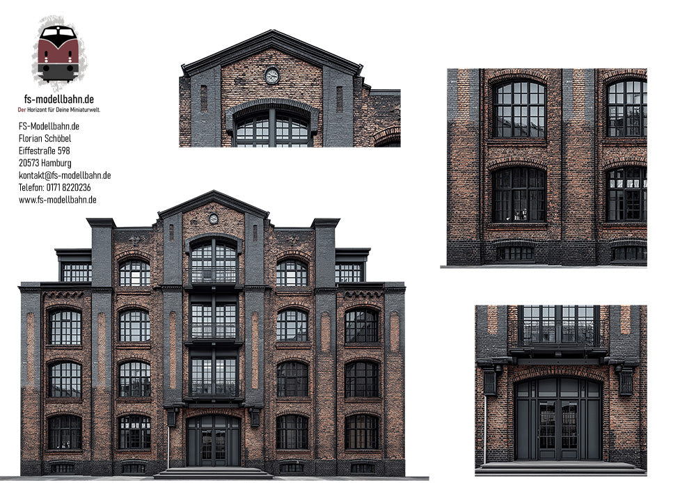 Modellbahnhintergrund zu Lofts umgebautes Industriegebäude Spur H0 1zu87 zum Download