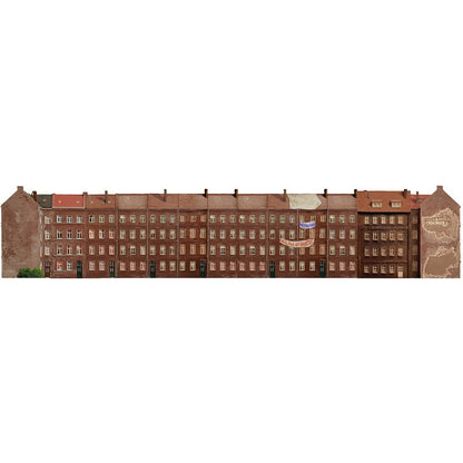 Model railway background with squatter house in N scale in 1 to 160 in 51cm width backyard building