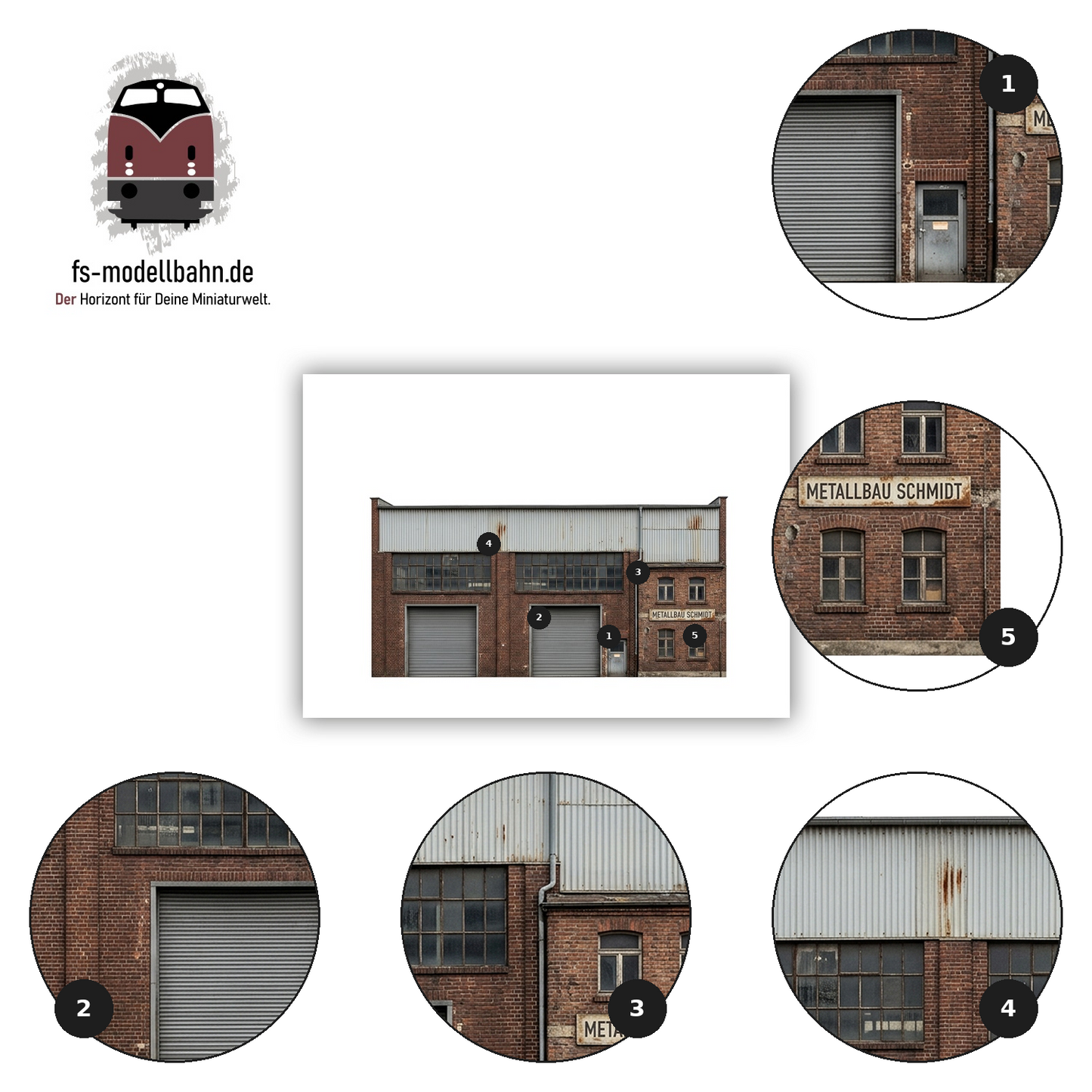 Modellbahnhintergrund altes Gewerbegebäude Metallbau Schmidt Spur H0 1zu87 zum Download