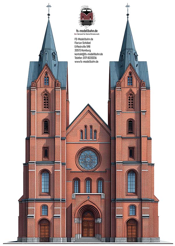 Modellbahnhintergrund Gotischer Dom 40 cm hoch 25 cm breit Spur TT 1zu120 zum Download