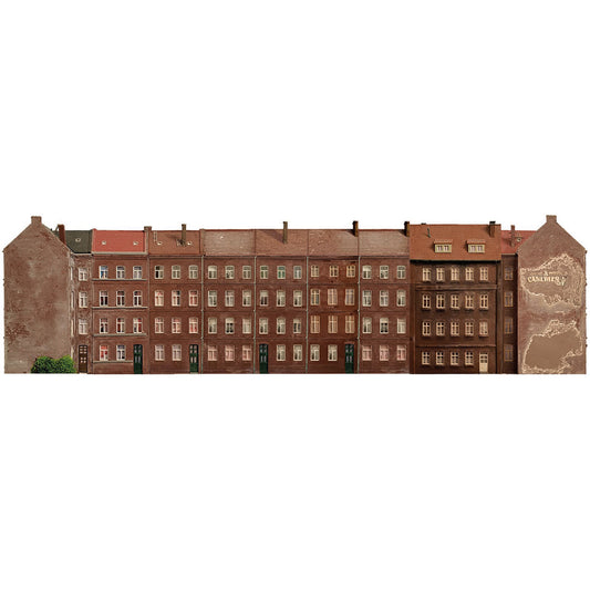 Model railway background 60s 3 apartment buildings as a set for gauge H0 1:87
