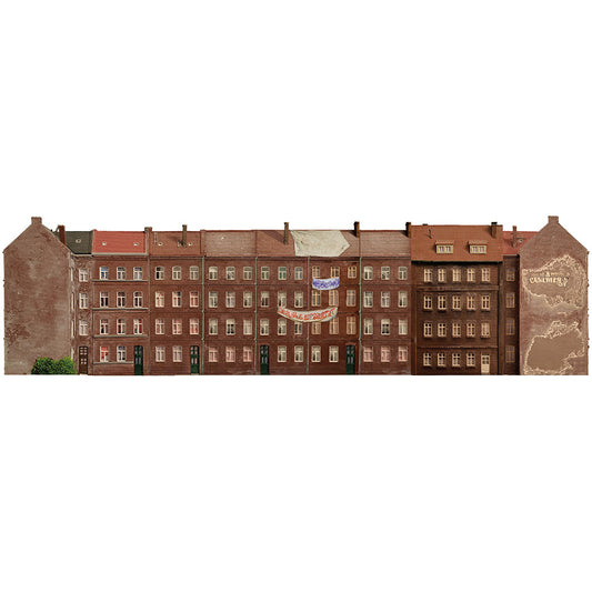 Modellbahnhintergrund Hinterhofgebäude 3er Set mit Hausbesetzung Spur H0 1zu87