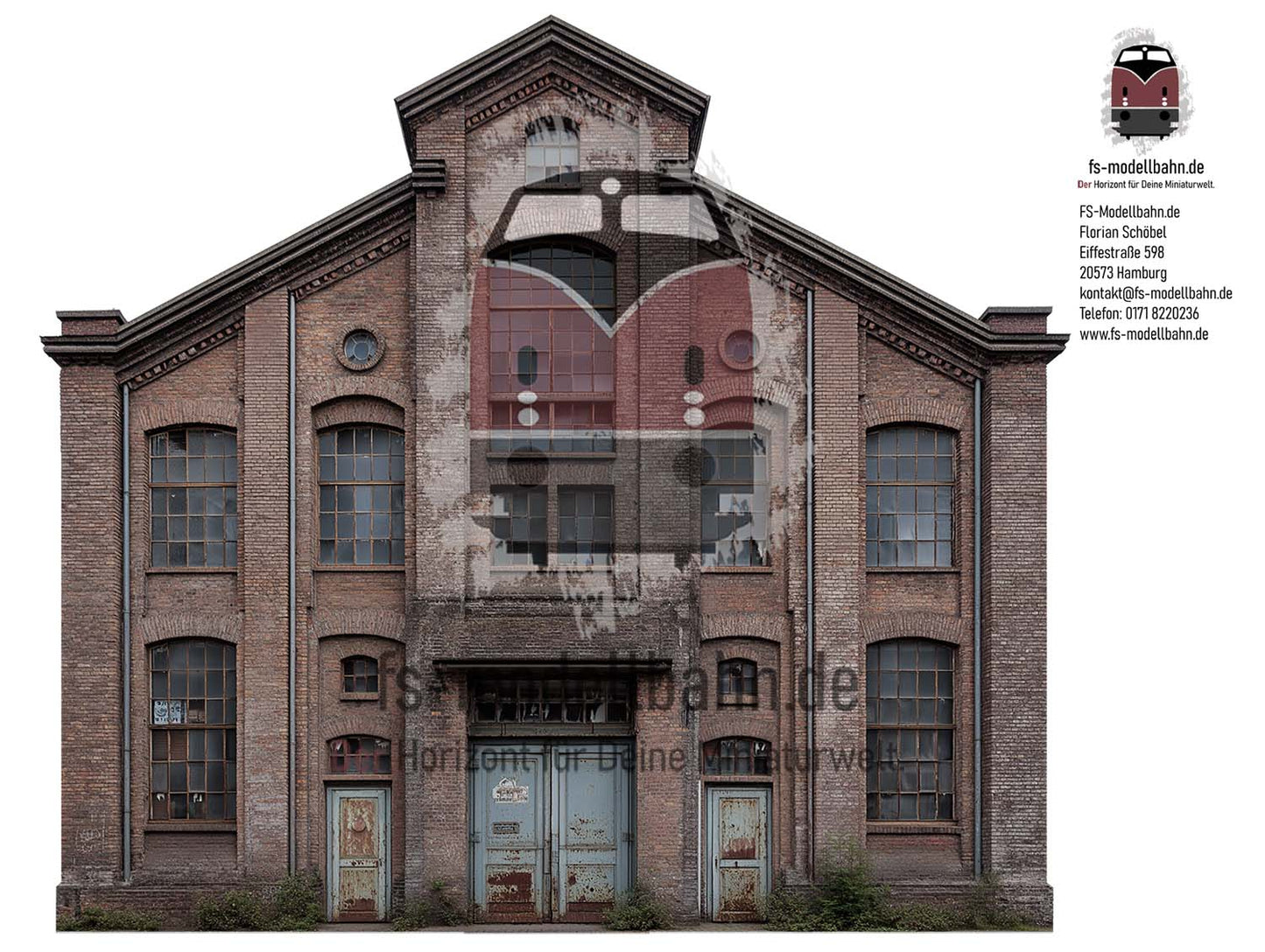 Modellbahnhintergrund leerstehendes Industriegebäude Spur H0 1zu87 zum Download