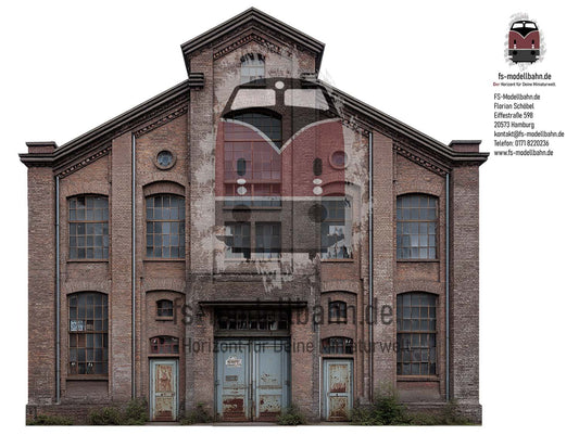 Modellbahnhintergrund leerstehendes Industriegebäude Spur H0 1zu87 zum Download