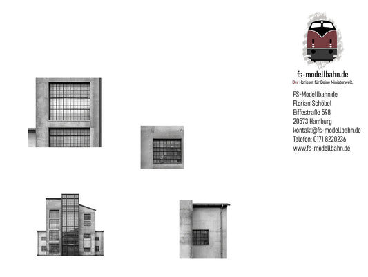 Modellbahnhintergrund graues Industriegebäude Spur H0 1zu87 zum Download