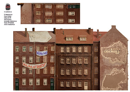 Model Railway Background 65cm Wide with Houses to Combine Gauge TT in 1 to 120