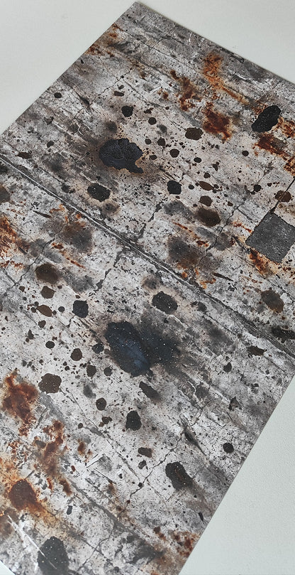 Set of 2 Decor Sheets Concrete Floor with Oil Stains and Rust Marks H0 Scale