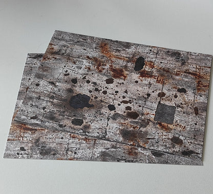 Set of 2 Decor Sheets Concrete Floor with Oil Stains and Rust Marks H0 Scale