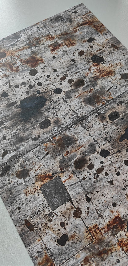Set of 2 Decor Sheets Concrete Floor with Oil Stains and Rust Marks H0 Scale