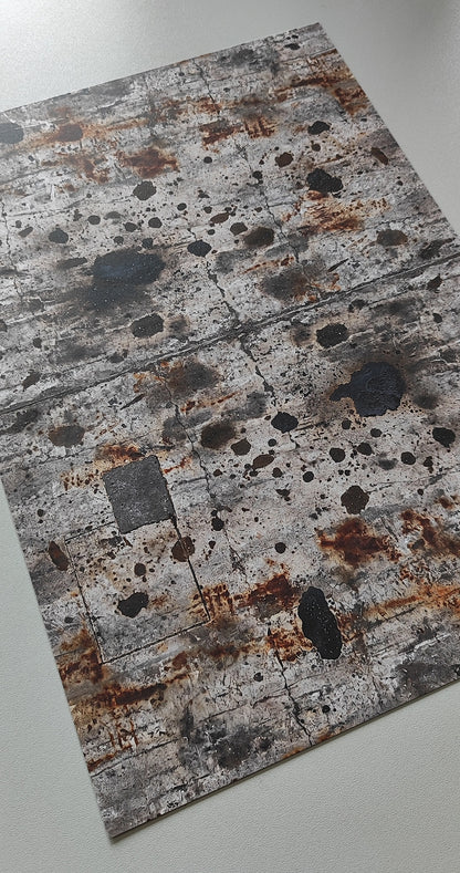 Set of 2 Decor Sheets Concrete Floor with Oil Stains and Rust Marks H0 Scale